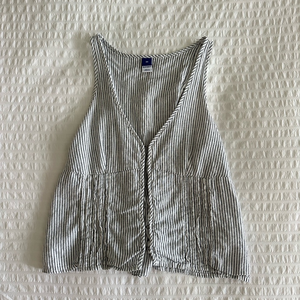 Old Navy Navy and White Striped Tank Top